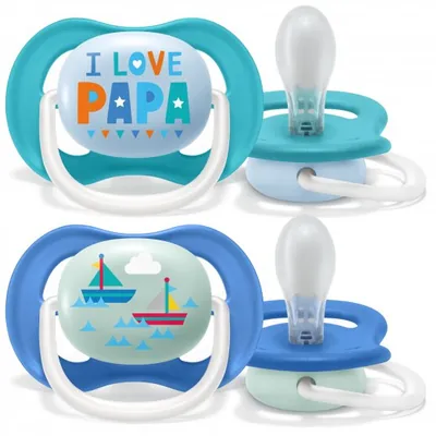 Avent, pair of white silicone pacifiers 6-18 months Avent Ultra Air - happy design/ships