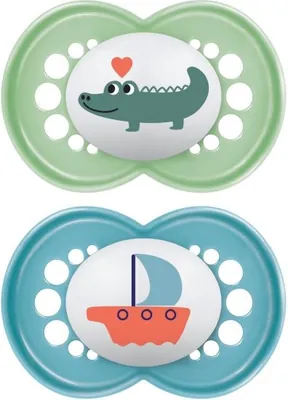 Pair of silicone pacifiers 16+ months MAM Original - Green/Blue color