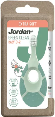 Jordan GREEN CLEAN extra soft toothbrush for babies ages 0-2, soft, green color
