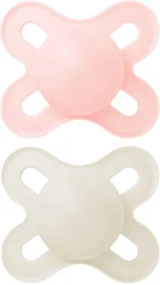 Pair of silicone pacifiers 0–2 months MAM - pink/beige