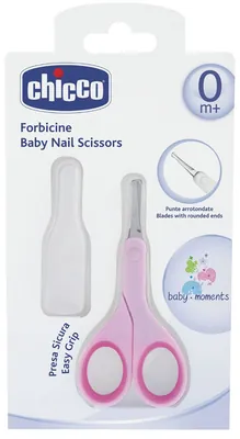 Chicco baby safety scissors set with rounded tips and safety cover - pink