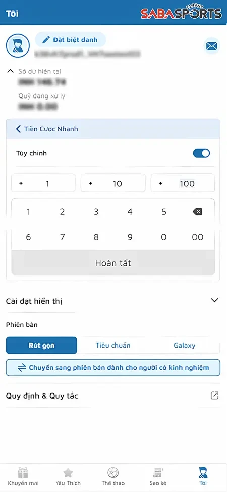 Mục nạp tiền cược nhanh