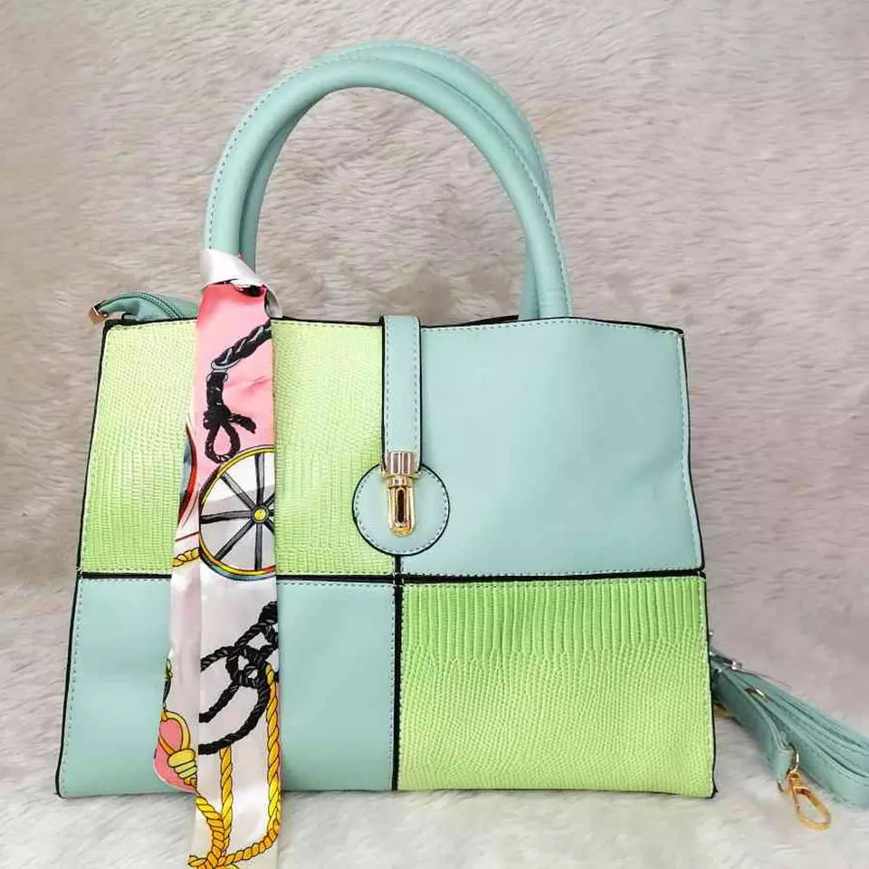 0 - bolsa para mujer modelo adelina color verde con azul