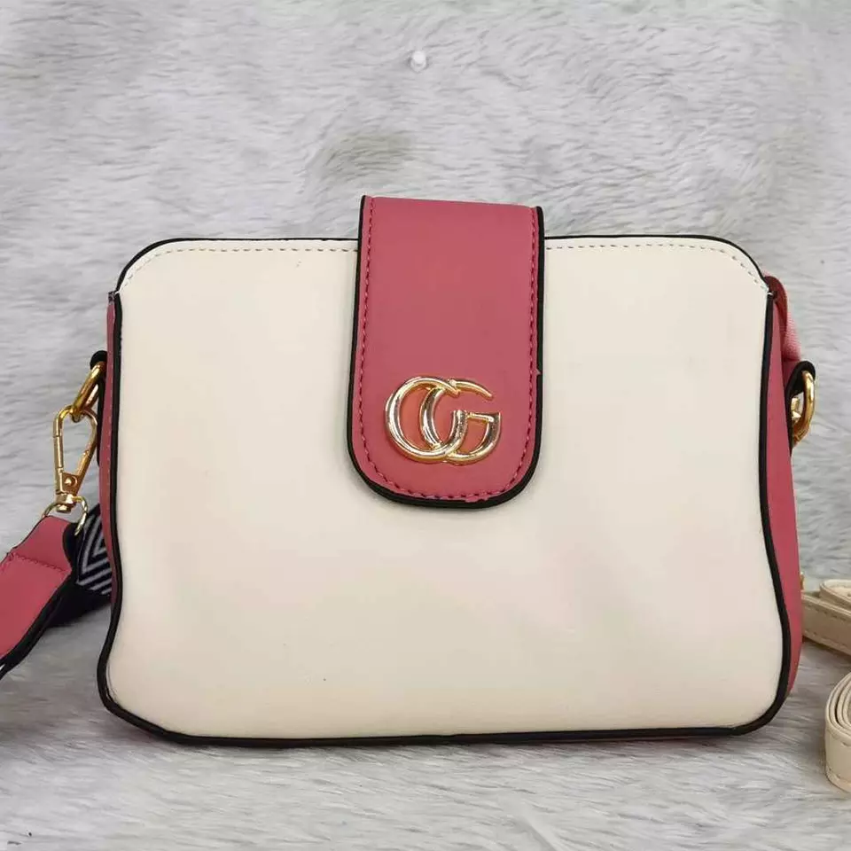 0 - bolsa para mujer modelo agata color blanco con rosa