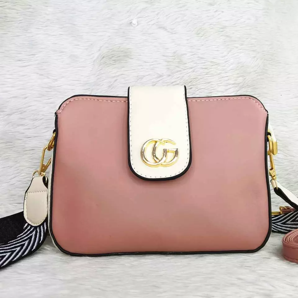 0 - bolsa para mujer modelo agata color rosa con blanco