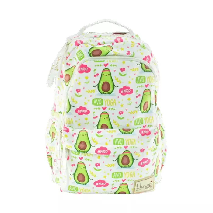 0 - Mochila escolar con detalles de aguacate yoga para niña o joven