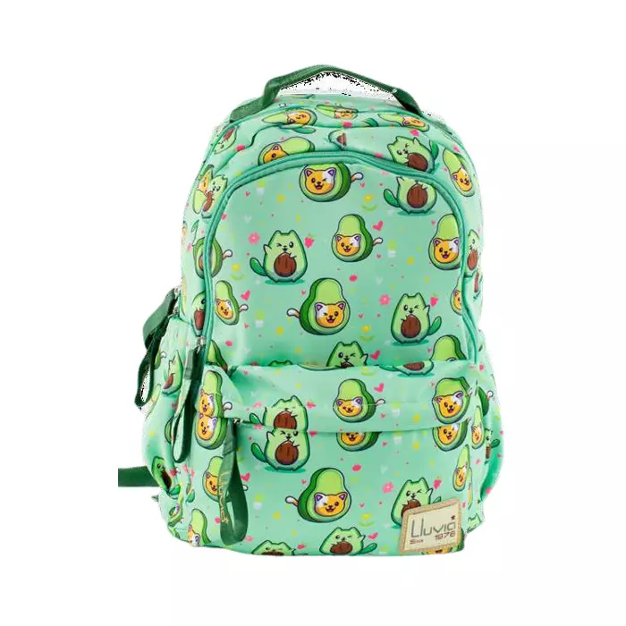 0 - Mochila escolar con detalles de aguacate para niña o joven