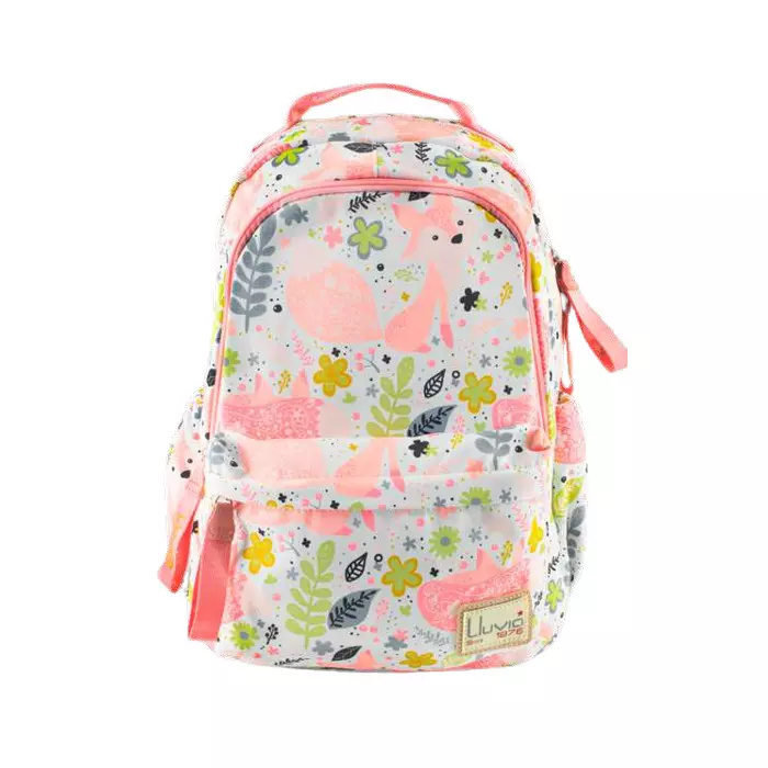 0 - Mochila escolar con detalles de hojas para niña o joven