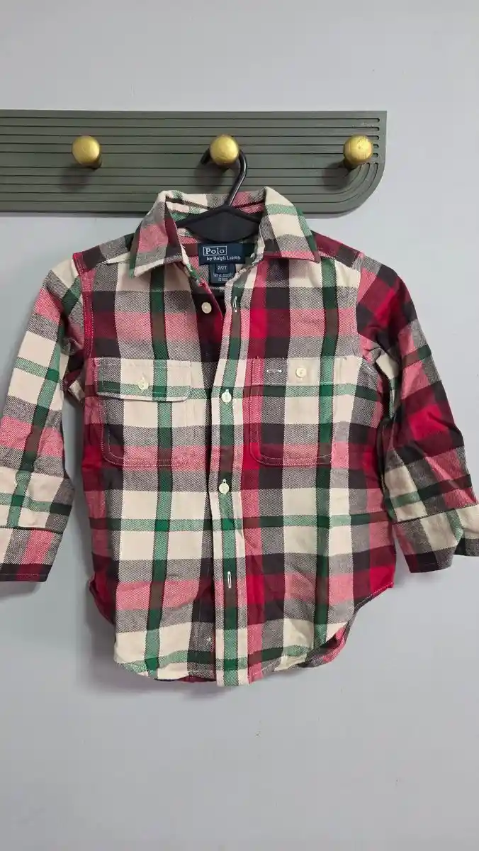 Camisa cuadrille roja, blanco y verde - foto 2