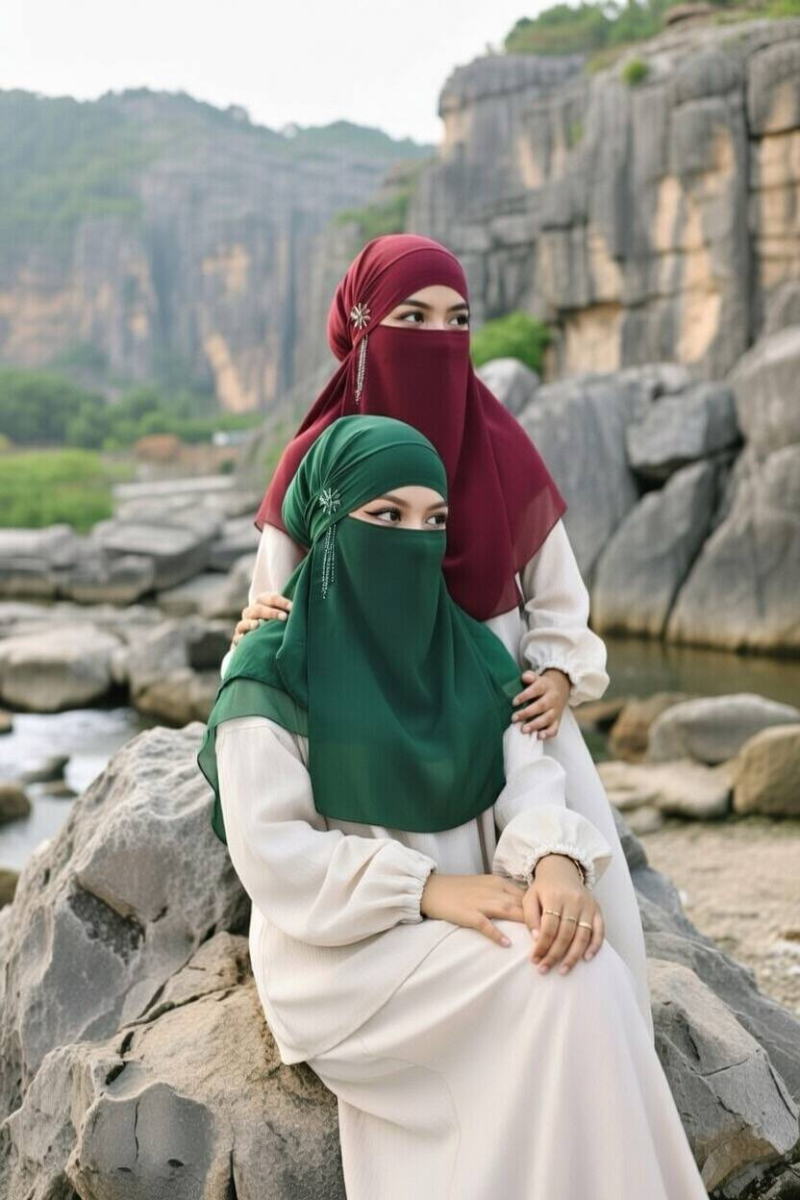 Chiffon Niqab  embroidery