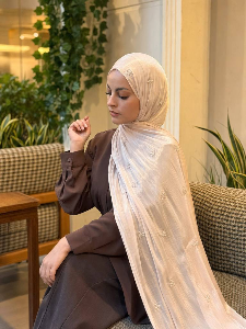 stone embellished organza Scarf