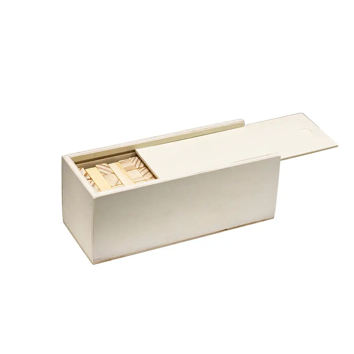 Classic wooden puzzle stacking game with sliding wooden box