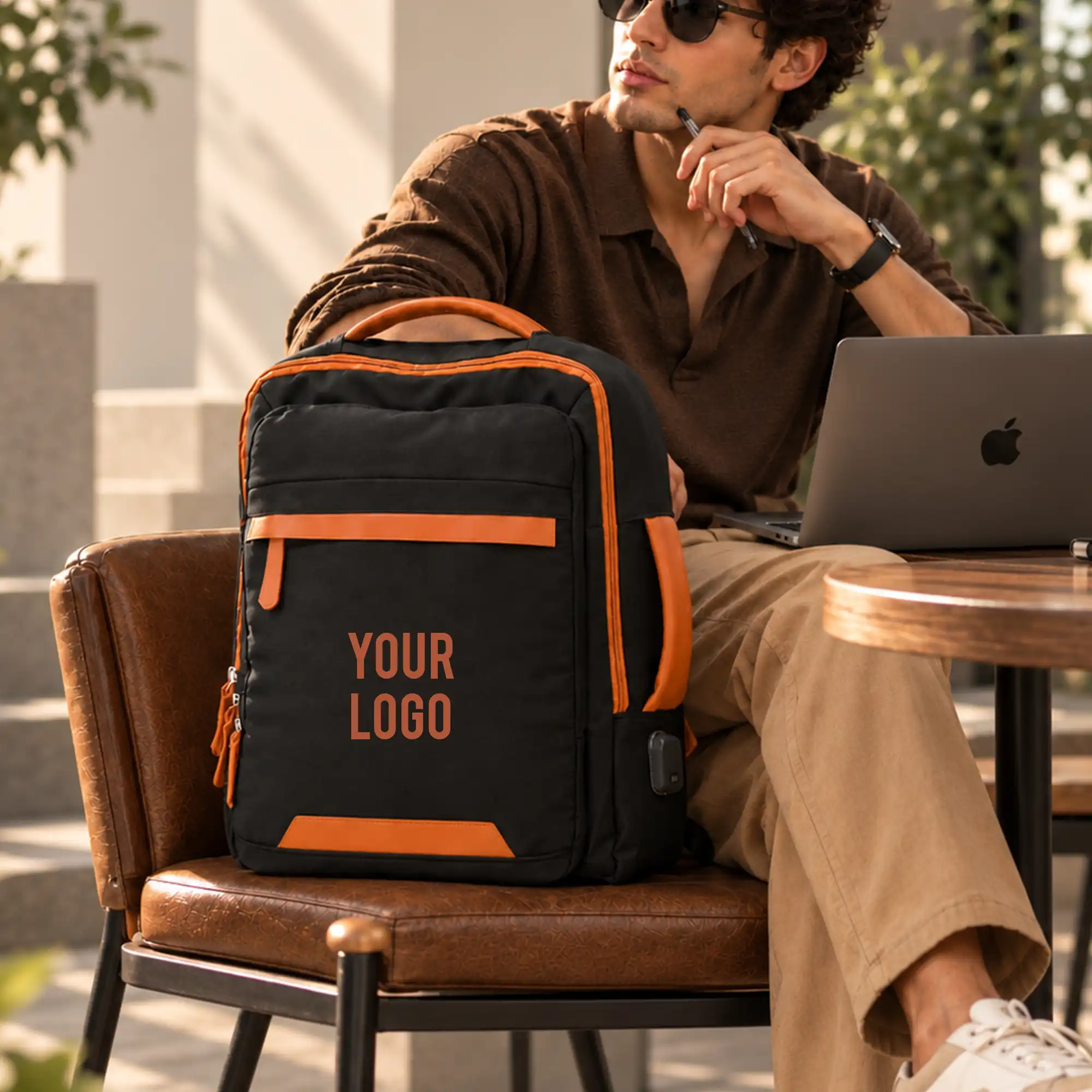 Back of the black Voxtra backpack showing padded straps and breathable mesh panel