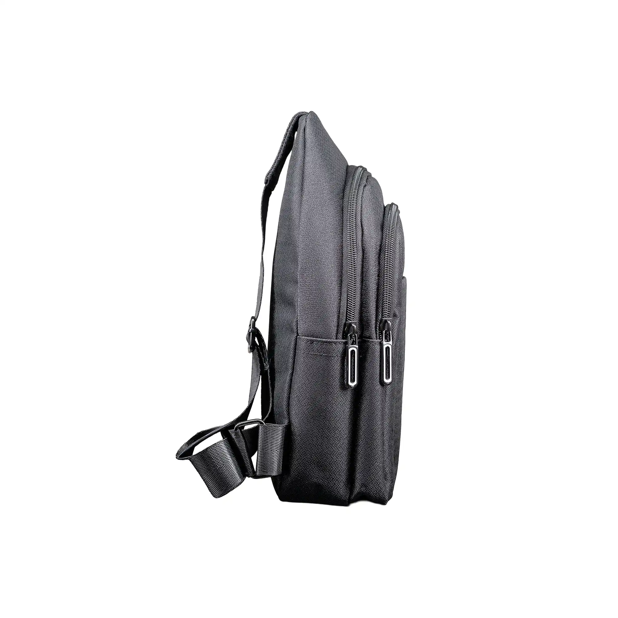 Compact black shoulder side bag with adjustable strap and zipper compartments  9. SEO Keywords Embedded: