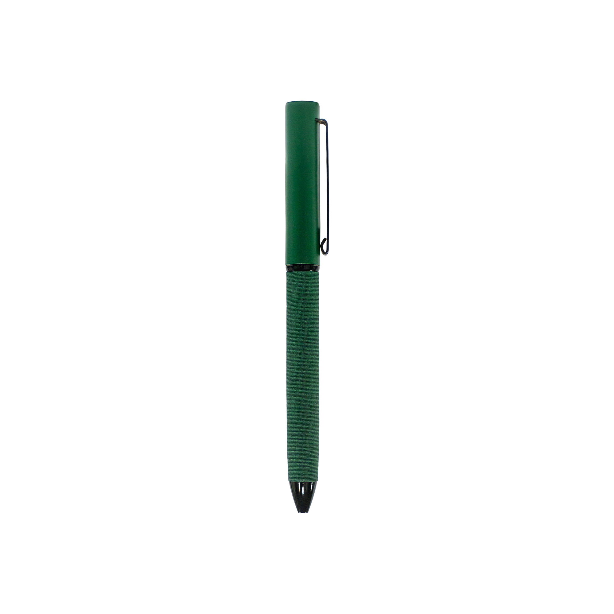 Green fabric textured metal pen with sleek finish – 11612GN