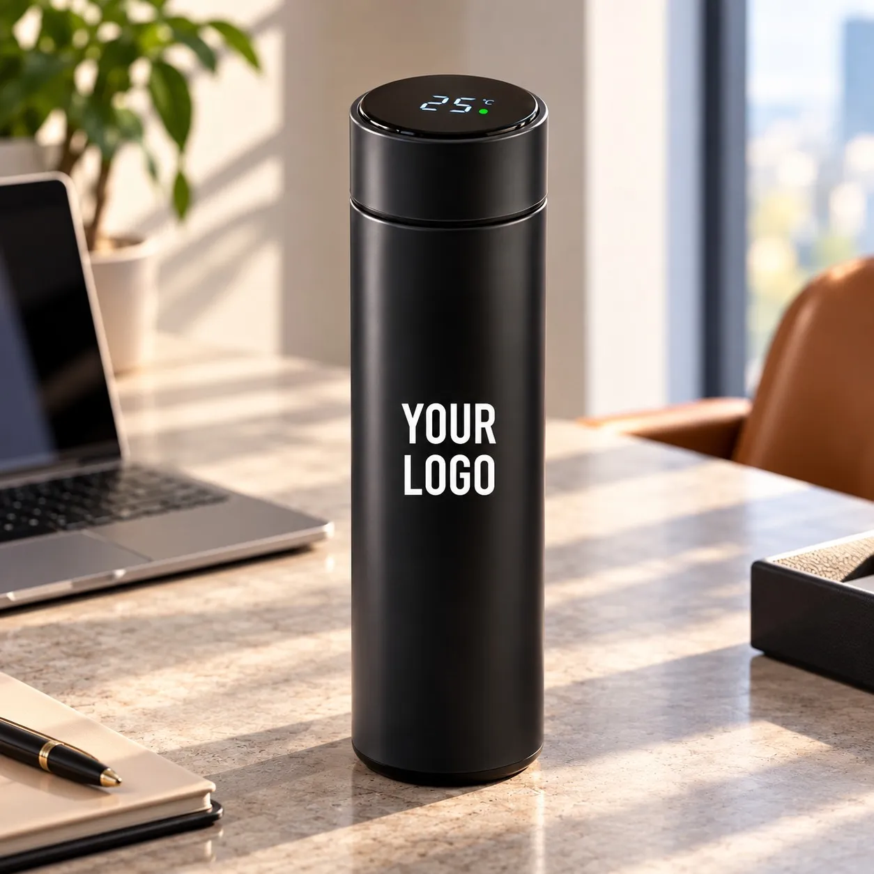 Smart LED Temperature Display Bottle – Navy Blue