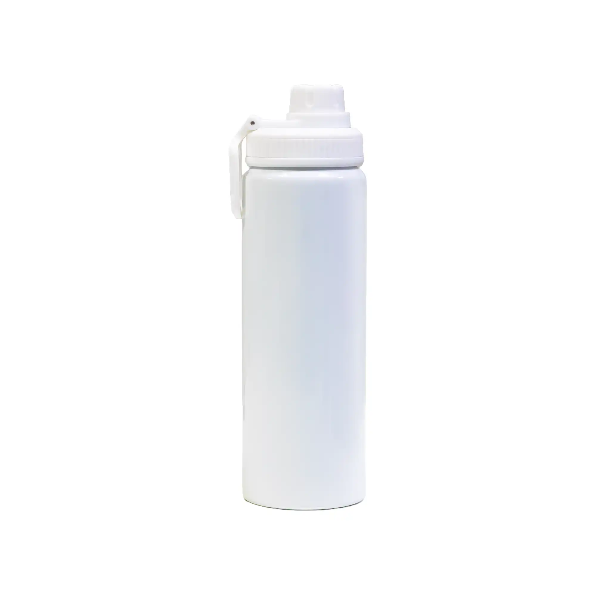 Reusable aluminium sports bottle with handle, 800 ml capacity, black and white color options for corporate gifting.