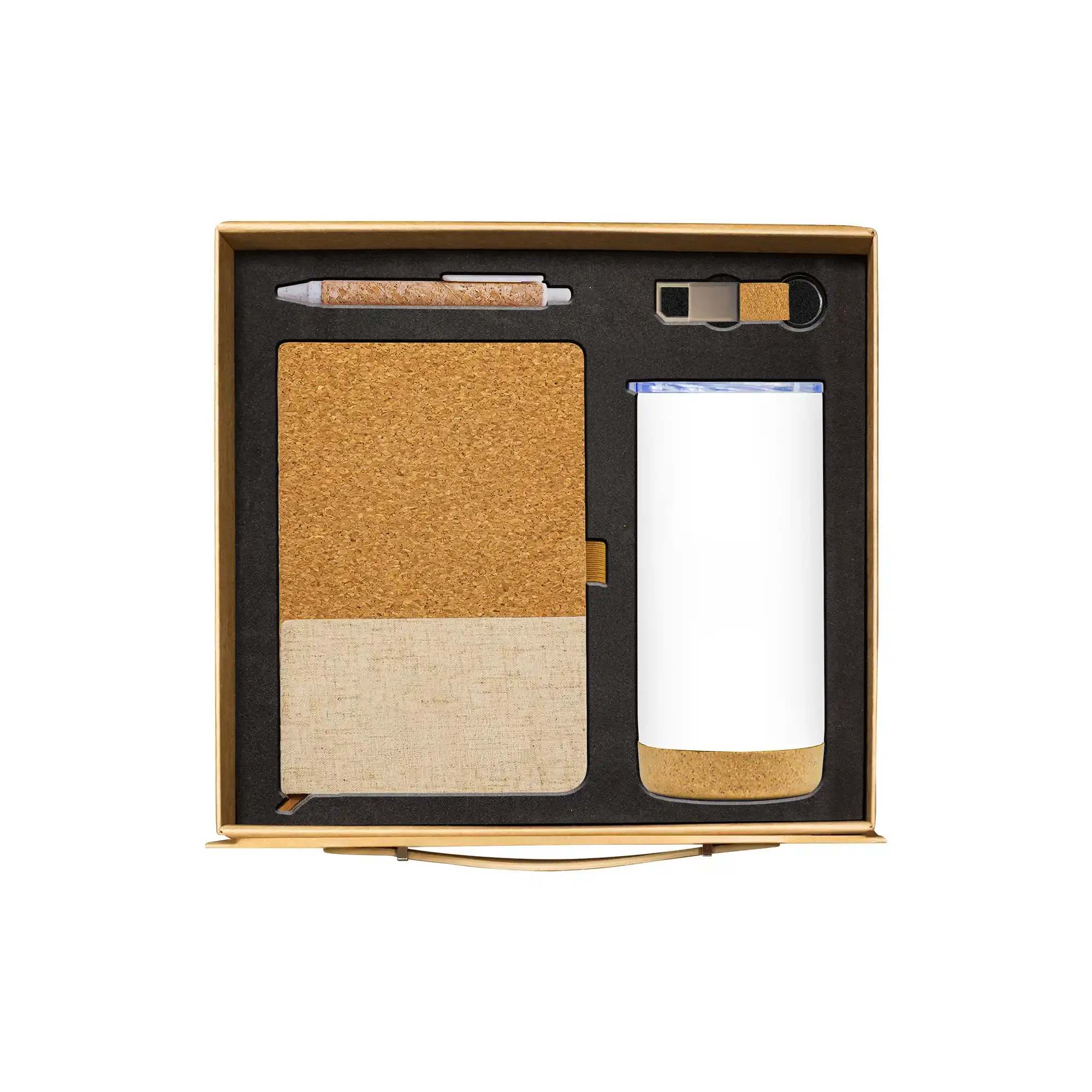 CorkWeave Harmony white cork gift set tumbler notebook pen keychain UAE