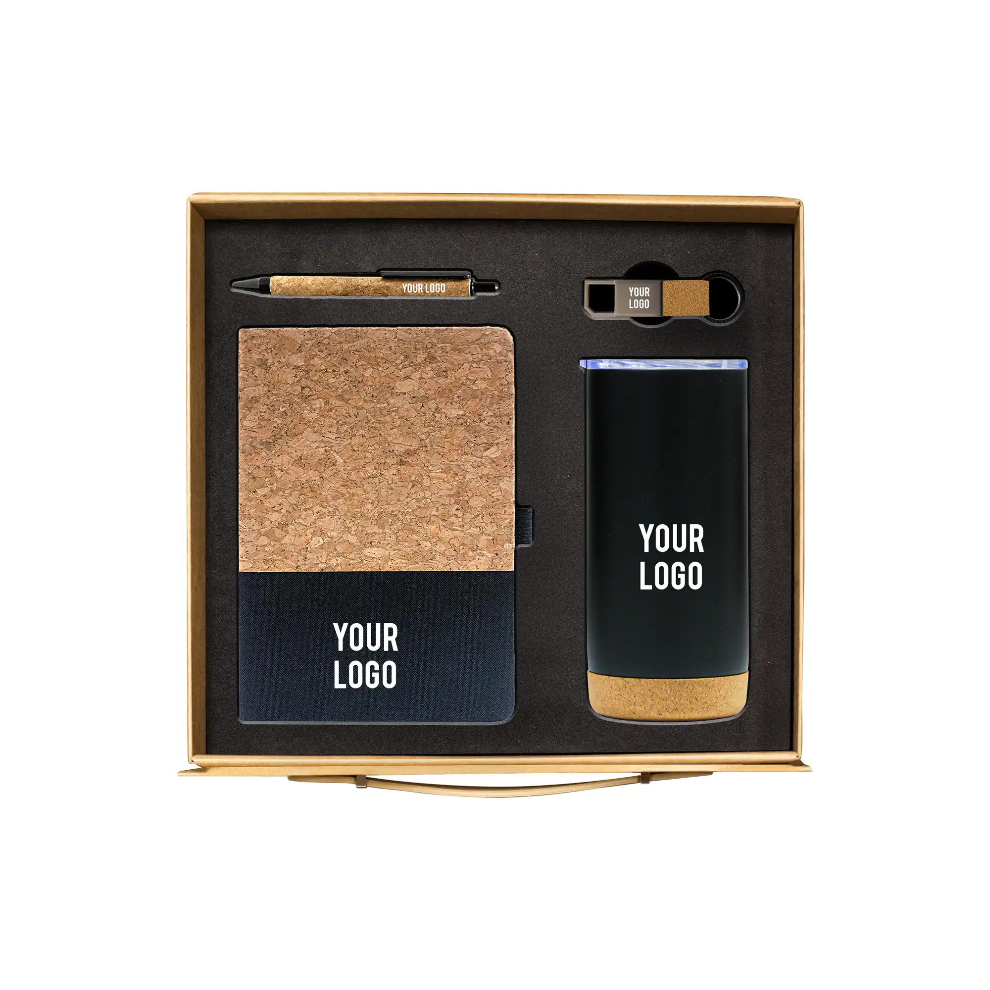 EcoBlend Essentials 4-piece cork corporate gift set tumbler notebook pen keychain UAE