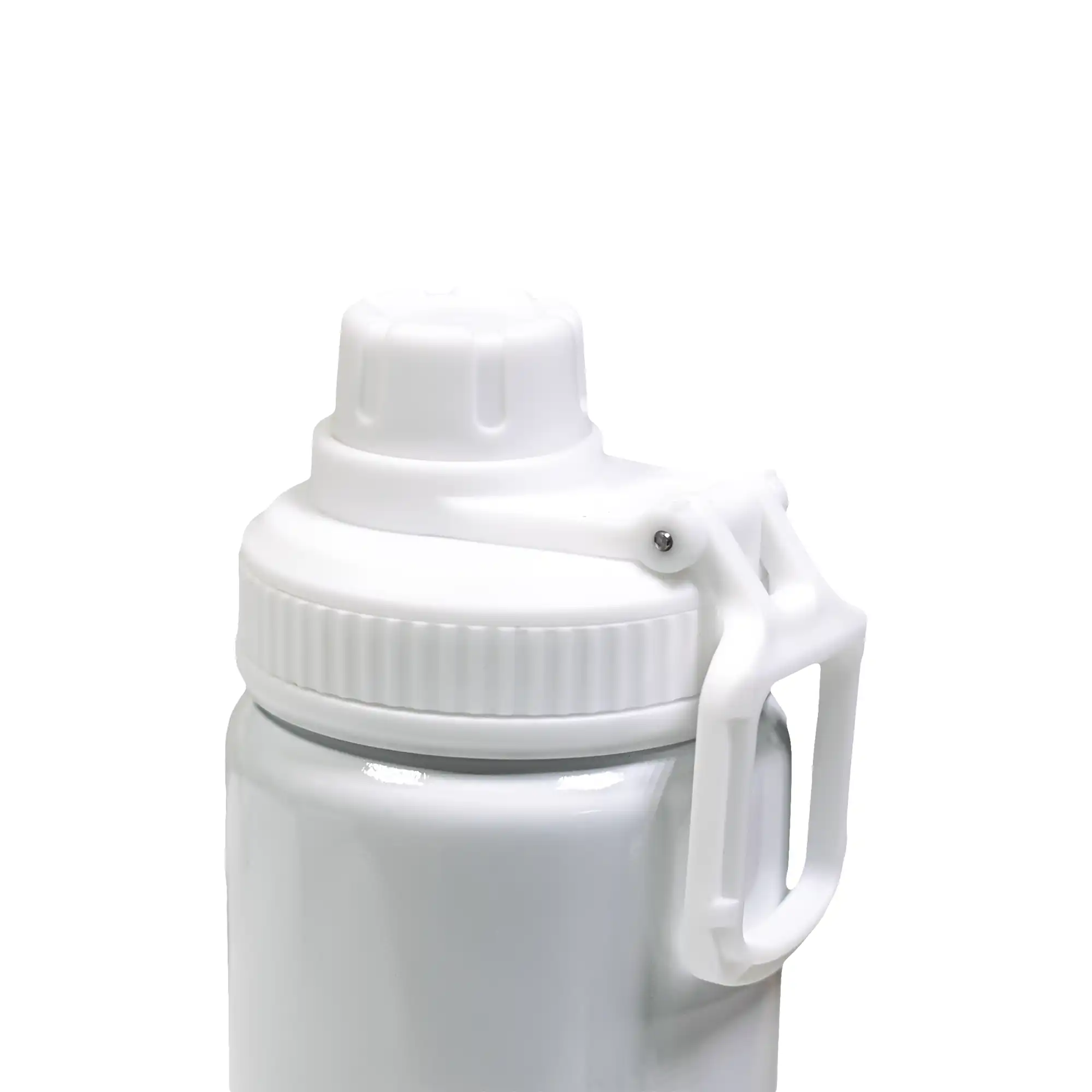 Reusable aluminium sports bottle with handle, 800 ml capacity, black and white color options for corporate gifting.