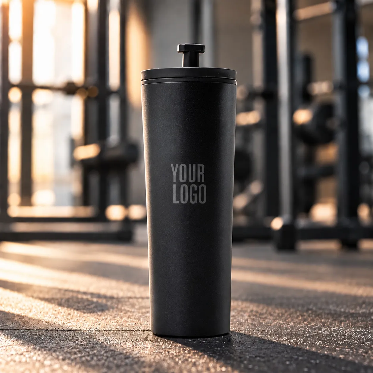 Black Tumbler with Straw – Double Wall