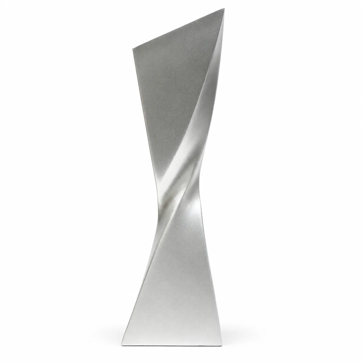 Matte silver blade-twist Resin award with sharp angled top