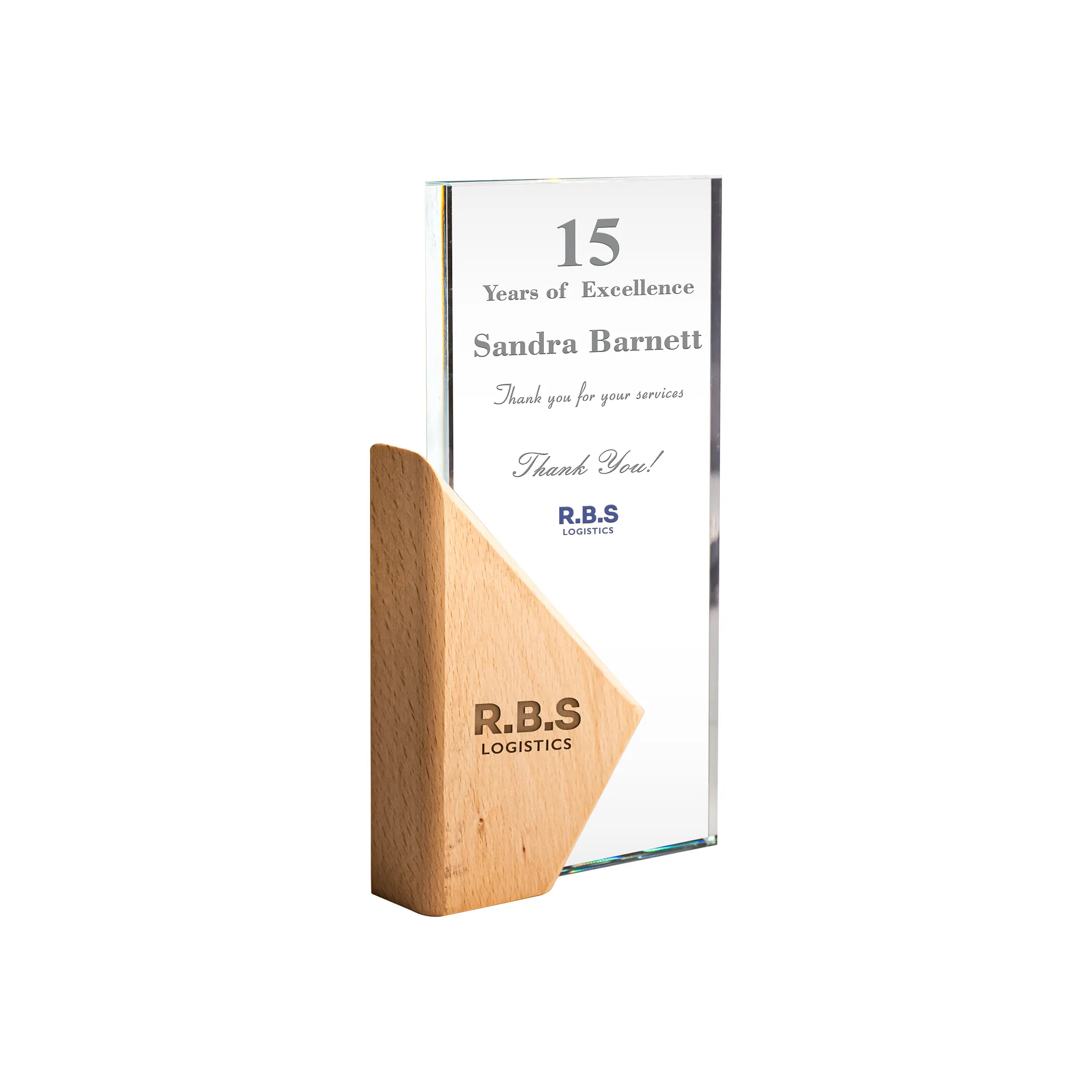 Rectangle Wooden Crystal Trophy