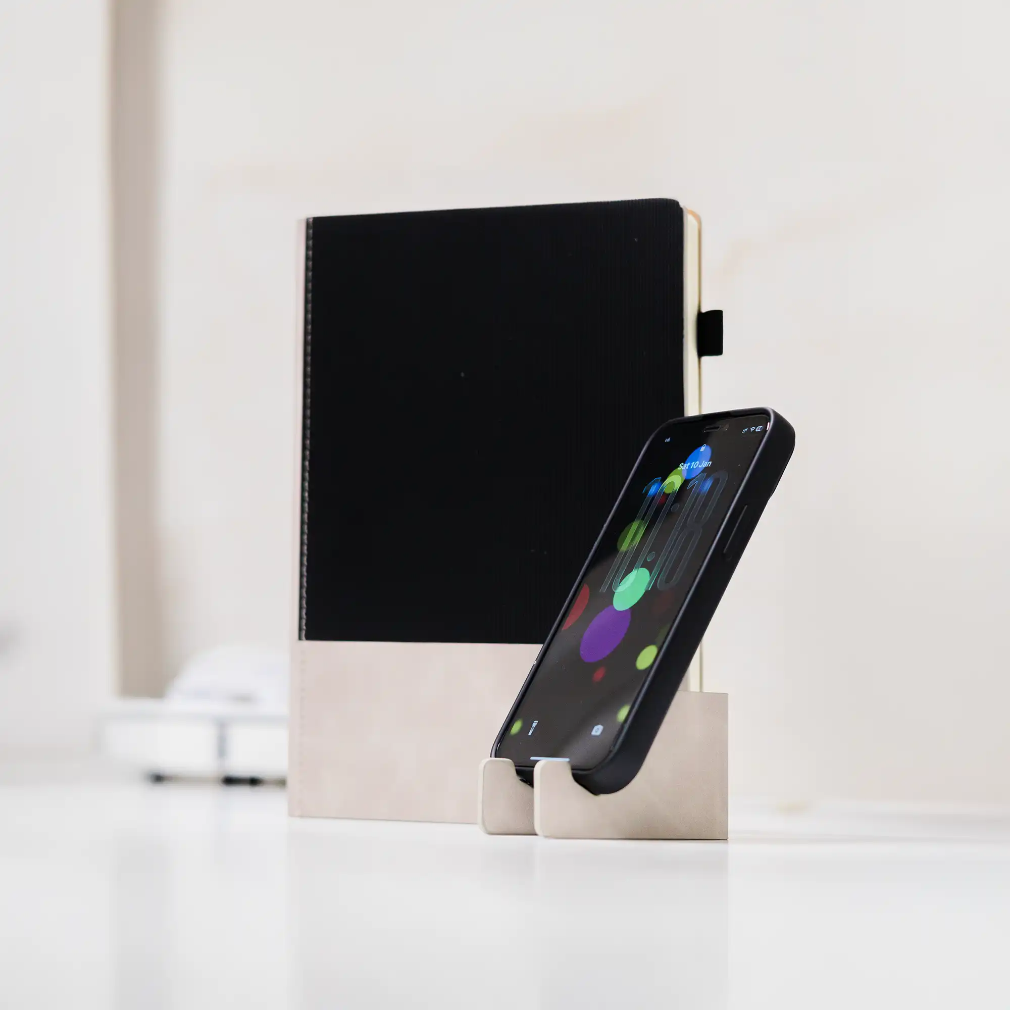 Dual Tone A5 Black Notebook with Detachable Mobile Stand