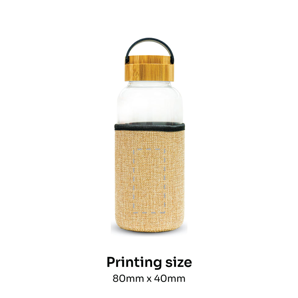 Glass Bottle With Eco Sleeve and Bamboo Lid
