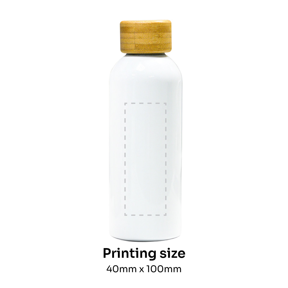 Insulated Bottle With Bamboo Lid White