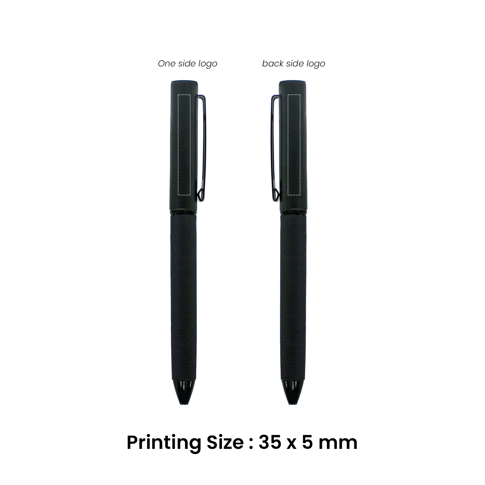 Black metal pen with fabric textured barrel – 11612BK