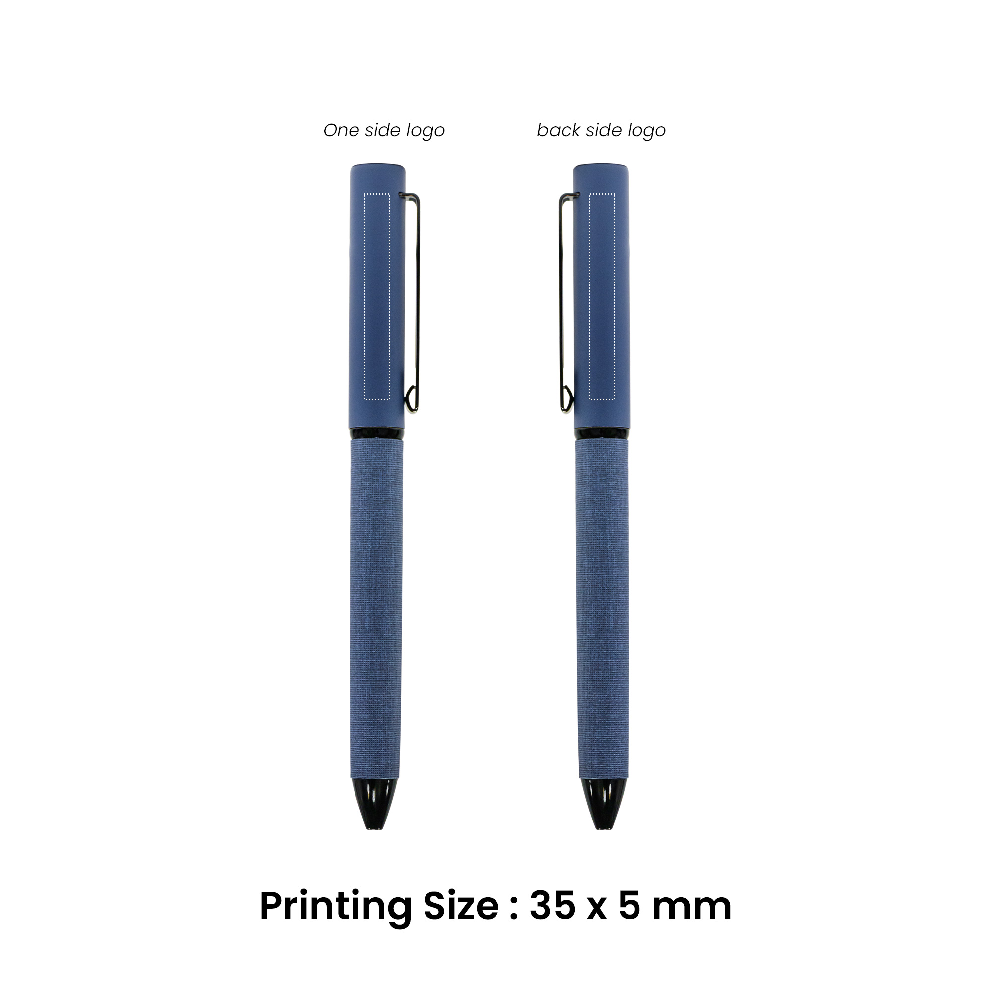 Blue metal pen with fabric feel barrel – 11612BL
