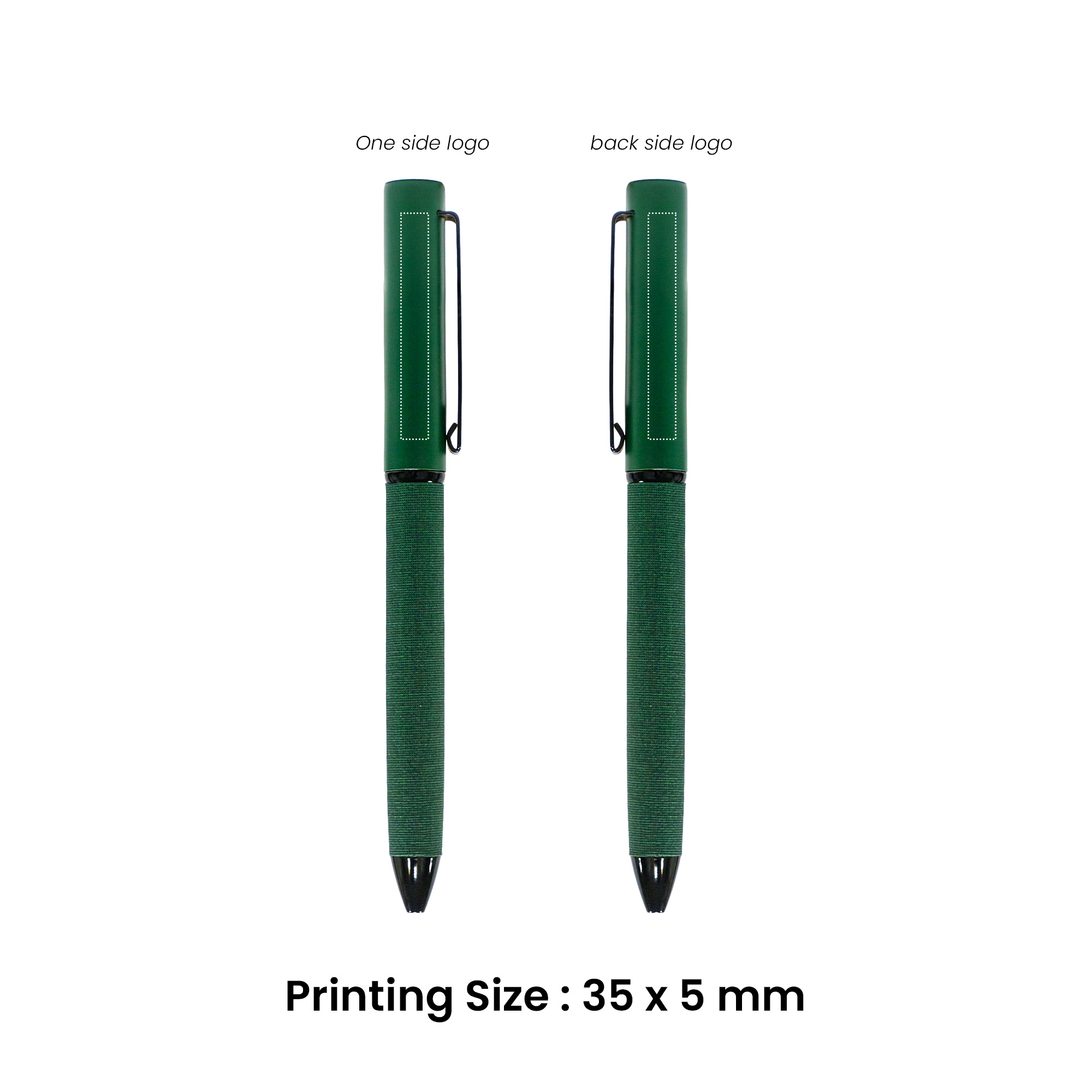 Green fabric textured metal pen with sleek finish – 11612GN