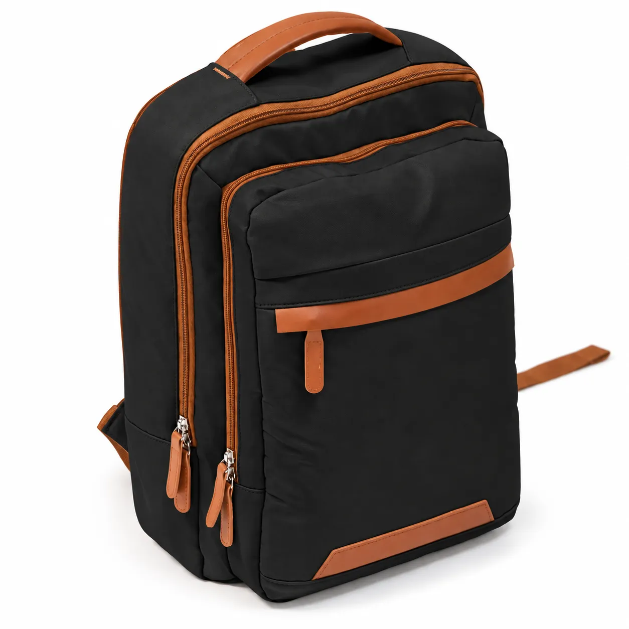 Back of the black Voxtra backpack showing padded straps and breathable mesh panel