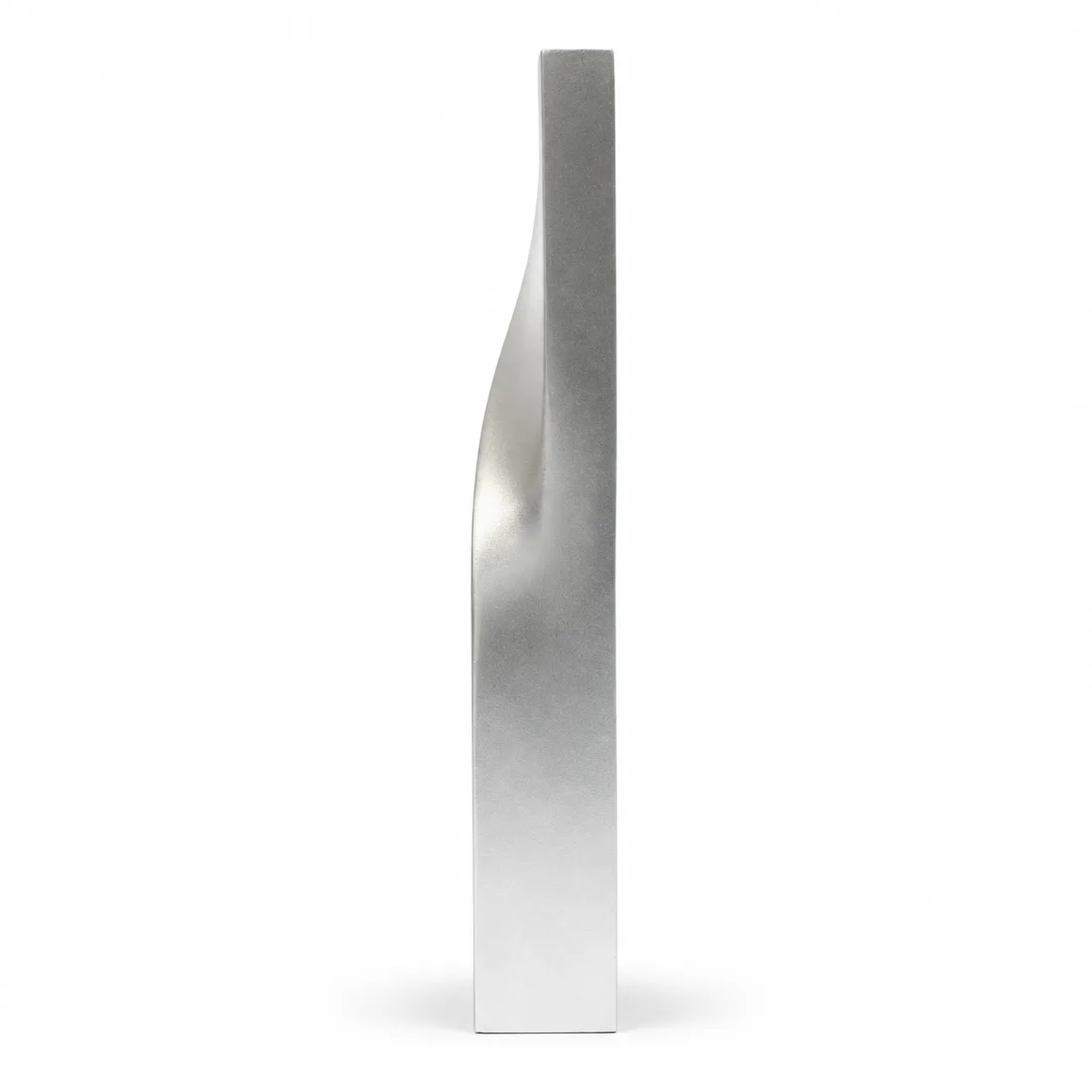 Matte silver twisted crystal award, tall sculptural column shape