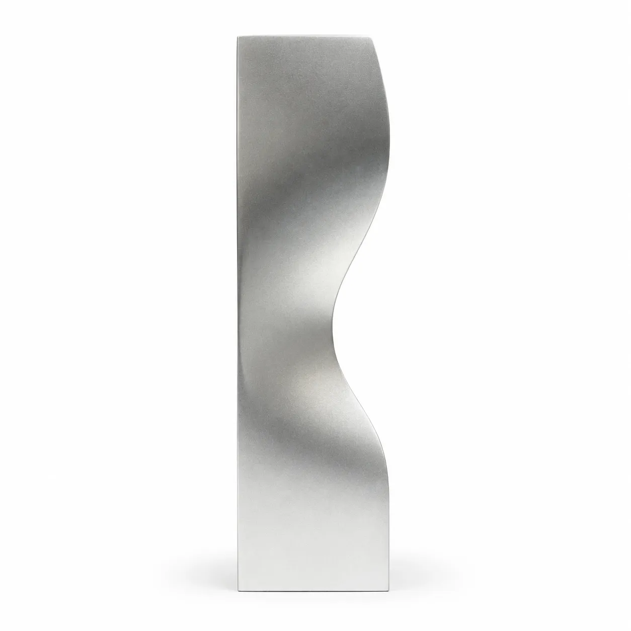 Matte silver twisted crystal award, tall sculptural column shape