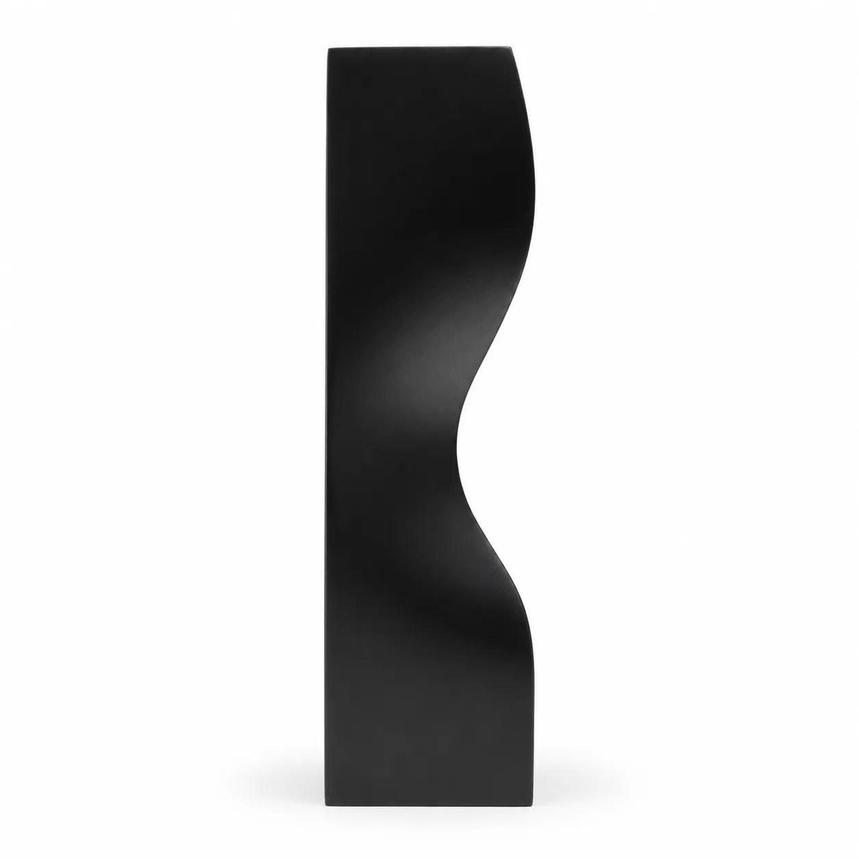 Matte black twisted crystal award, tall sculptural column shape