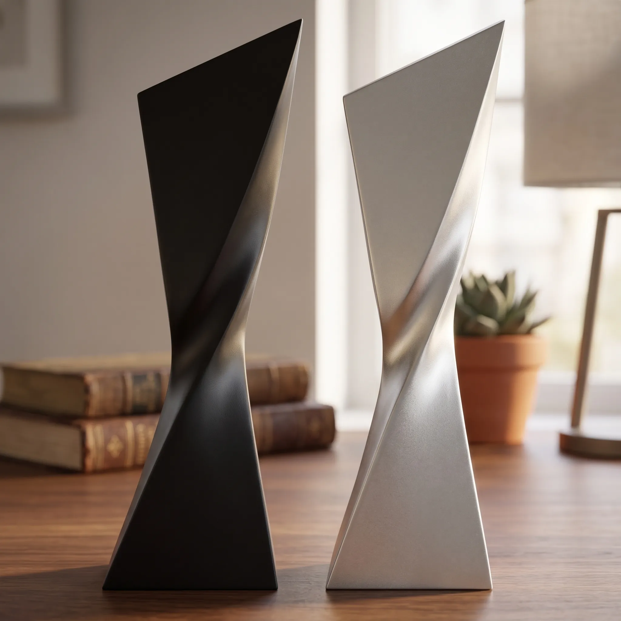 Matte black Blade Twist Resin Award Black with sharp angled top