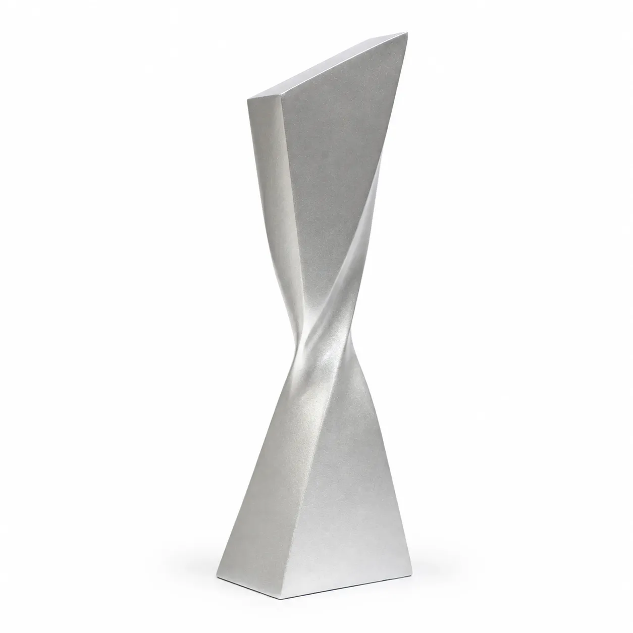 Matte silver blade-twist Resin award with sharp angled top