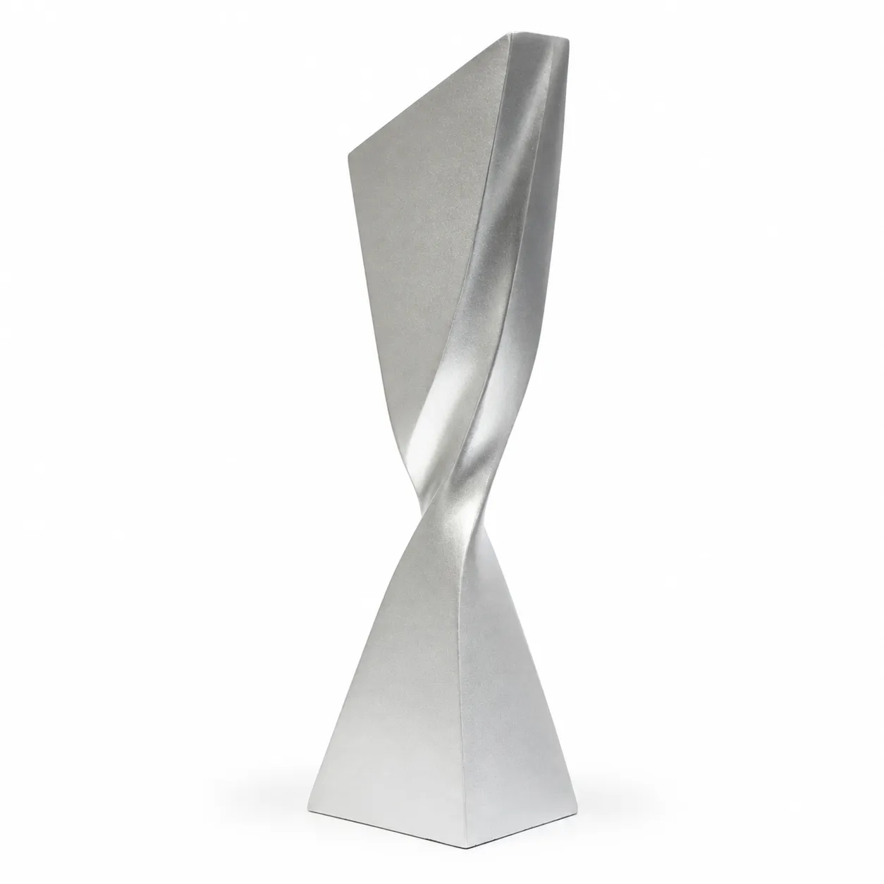 Matte silver blade-twist Resin award with sharp angled top