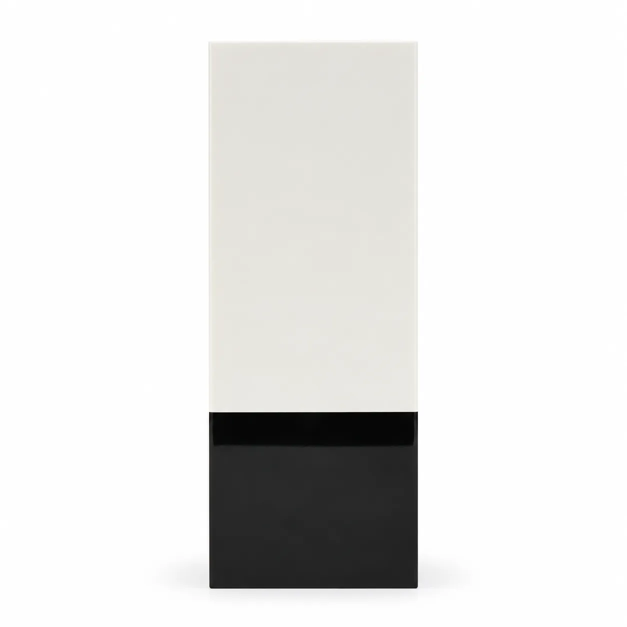 Two-tone crystal award with black orbit circle motif on white face