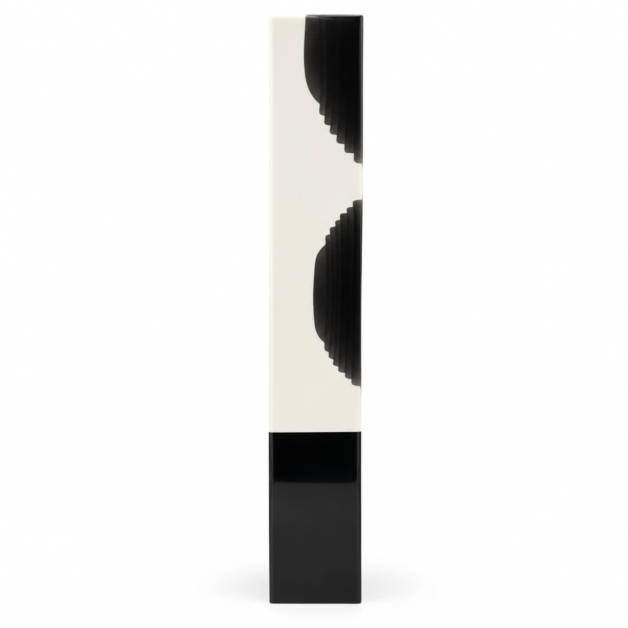 Two-tone crystal award with black orbit circle motif on white face