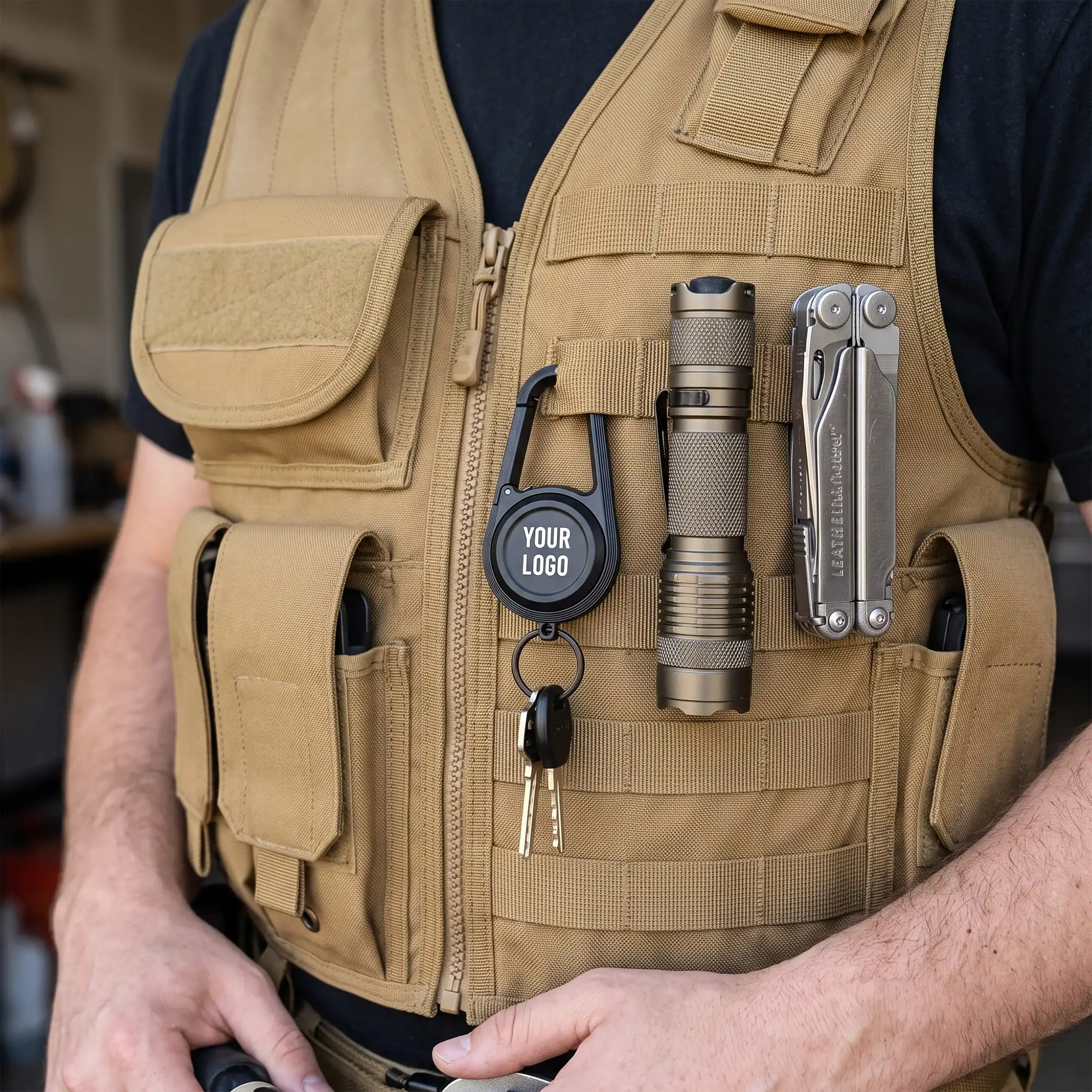 Latchex carabiner Bluetooth finder shown open with keyring, rotating cap and clip