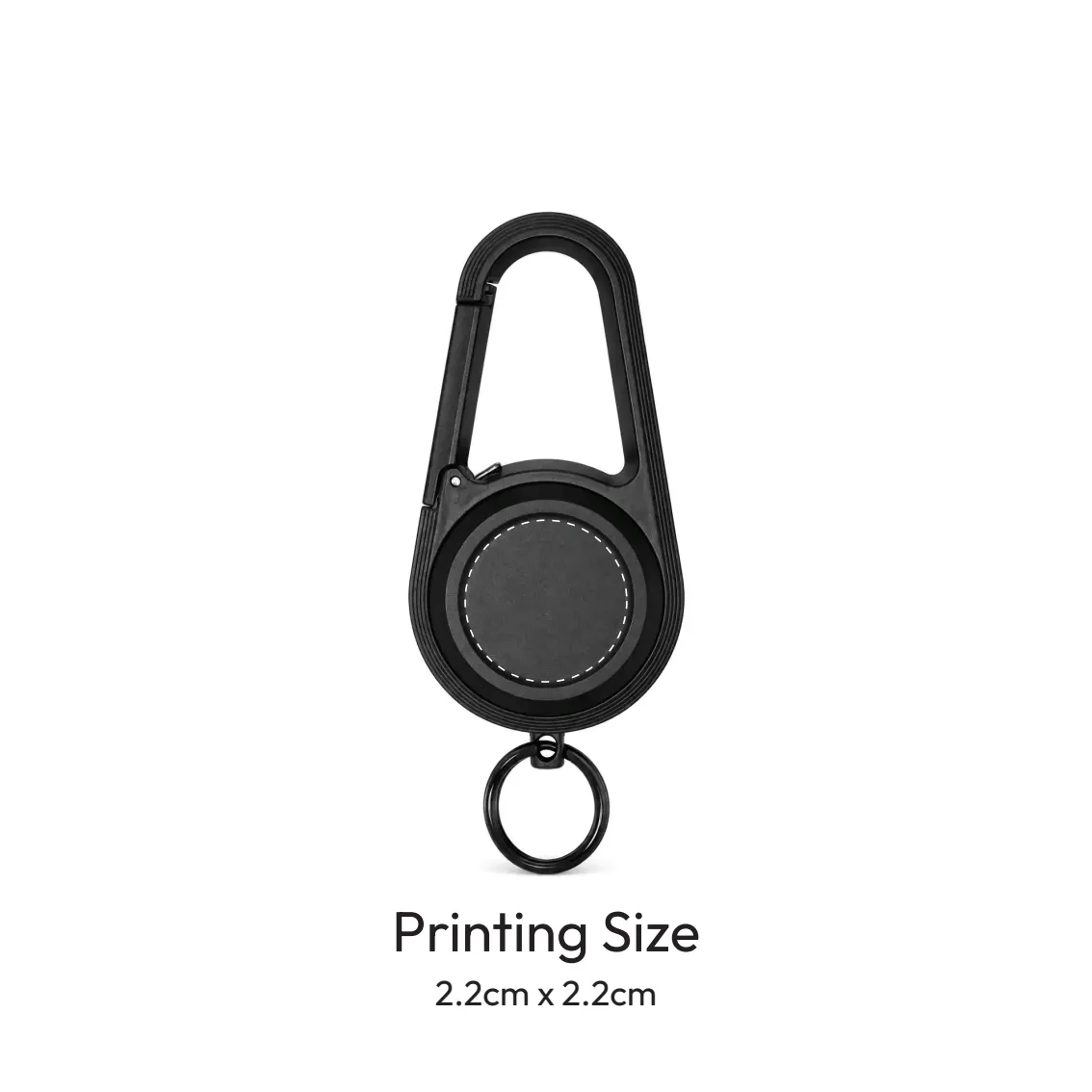 Latchex carabiner Bluetooth finder shown open with keyring, rotating cap and clip