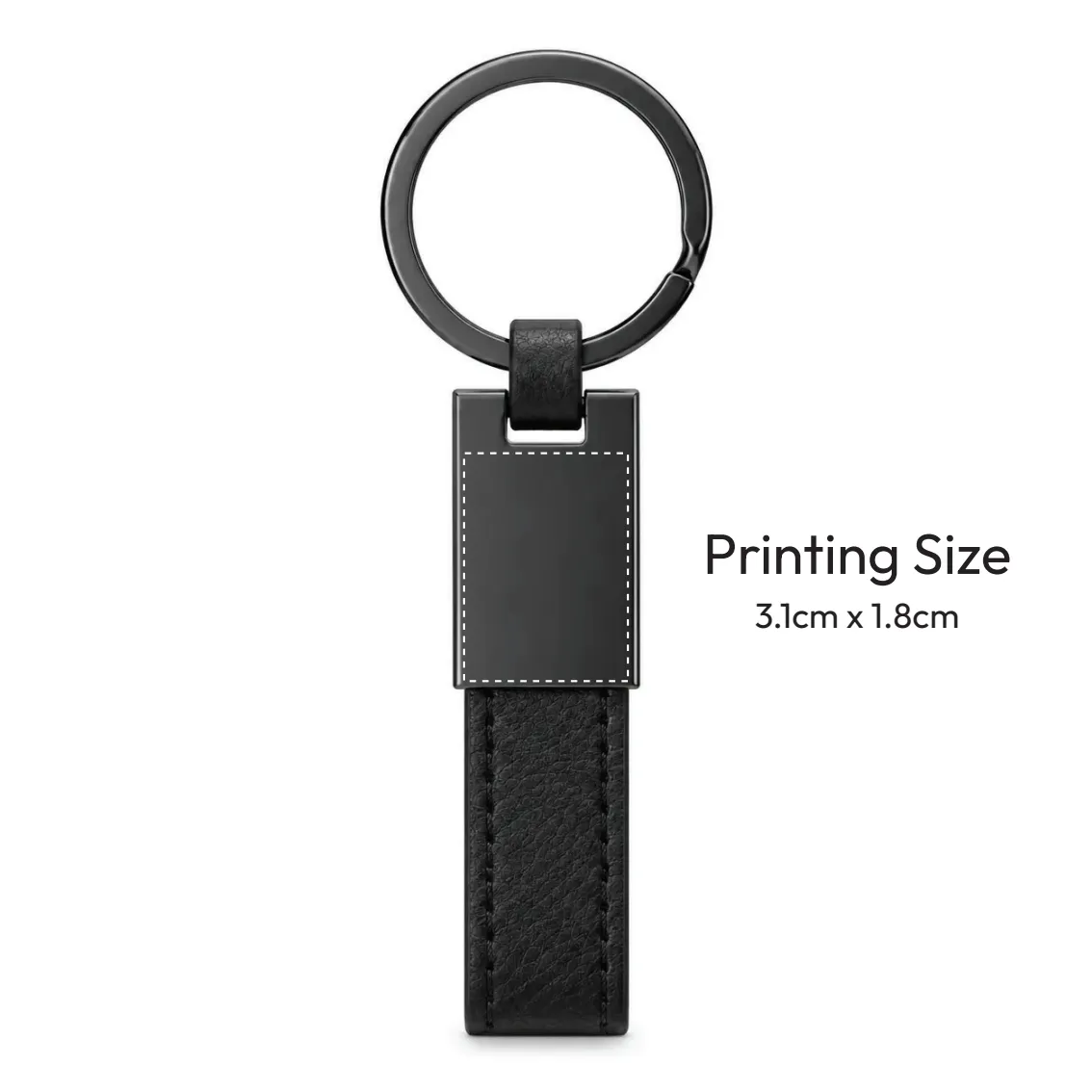 Matte black tag keychain with black PU leather strap