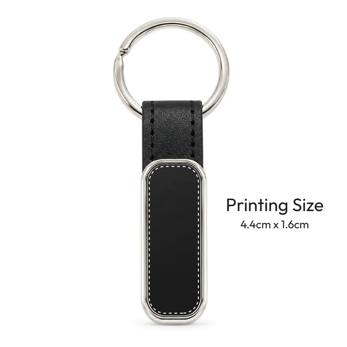 Silver Tag Leather Strap Keychain