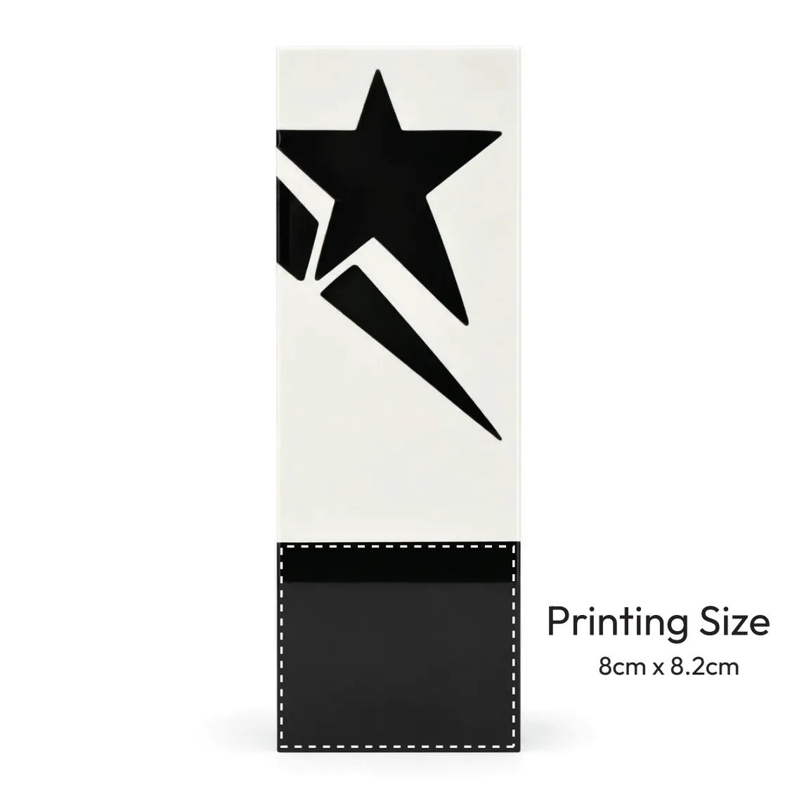Two-tone crystal award with black star motif on white face