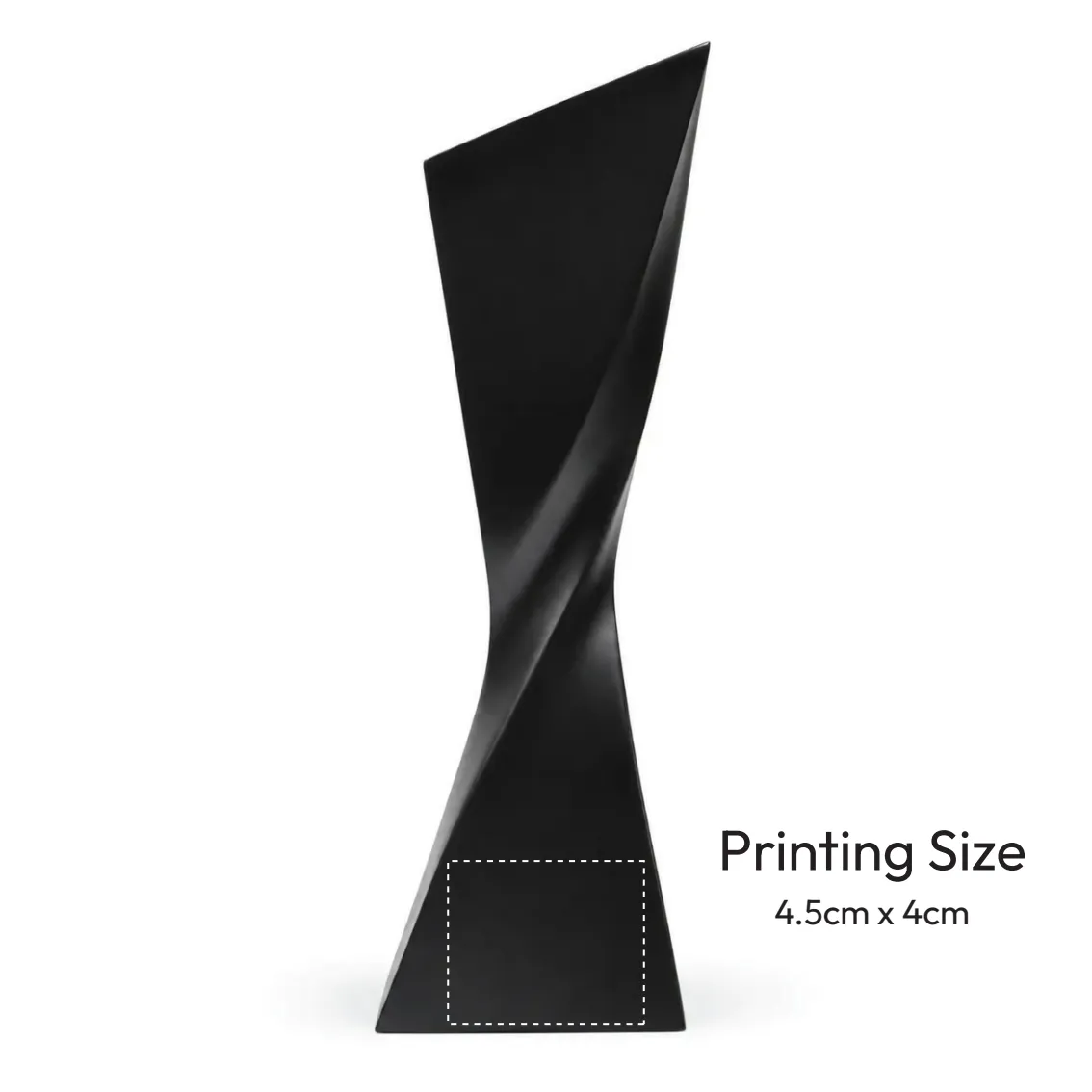 Matte black Blade Twist Resin Award Black with sharp angled top