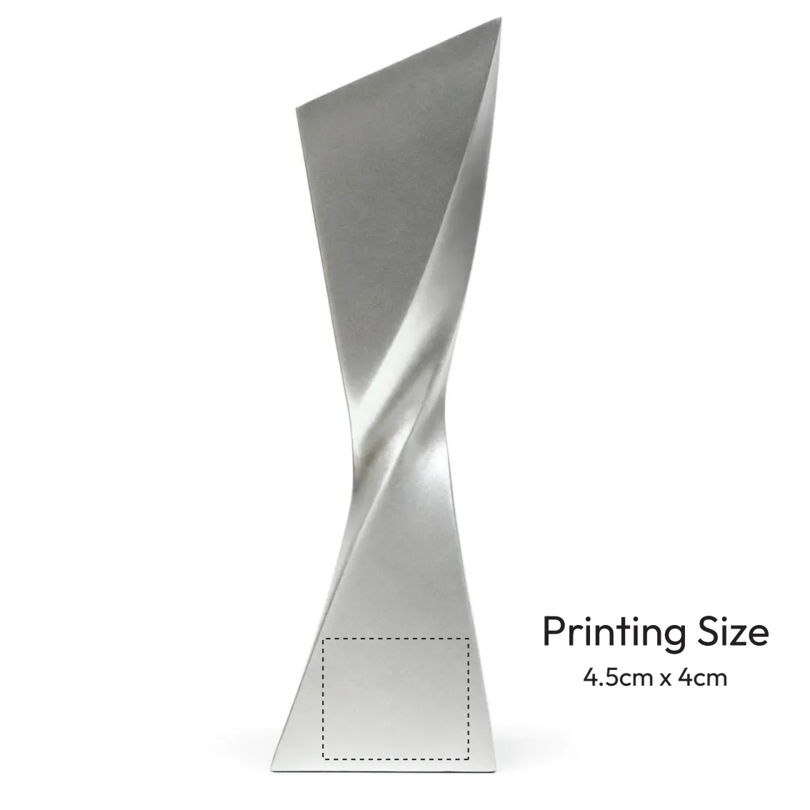 Matte silver blade-twist Resin award with sharp angled top