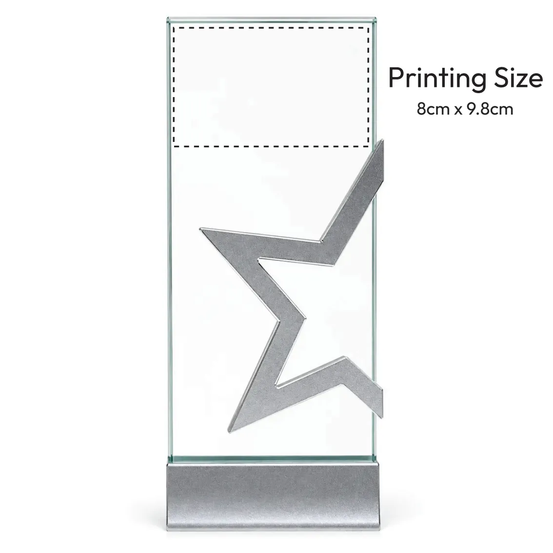 Silver star crystal award column on a desk